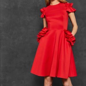 Ted Baker Deneese Ruffle dress Red, Sz 4/US 10